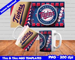 Twins Mug Design Png, Sublimate Mug Template, Twins Mug Wrap, Sublimate Baseball Design Png, Instant Download