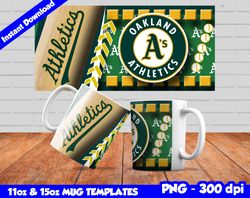 Athletics Mug Design Png, Sublimate Mug Template, Athletics Mug Wrap, Sublimate Baseball Design Png, Instant Download