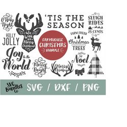 Instant SVG/DXF/PNG Farmhouse Christmas svg Bundle, svg dxf Bundle, clip art, graphics, cut files, diy, dxf, silhouette,