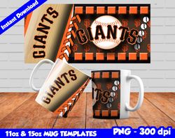 Giants Mug Design Png, Sublimate Mug Template, Giants Mug Wrap, Sublimate Baseball Design Png, Instant Download