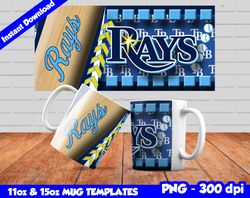 Rays Mug Design Png, Sublimate Mug Template, Rays Mug Wrap, Sublimate Baseball Design Png, Instant Download