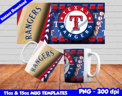 Rangers Mug Design Png, Sublimate Mug Template, Rangers Mug Wrap, Sublimate Baseball Design Png, Instant Download