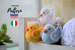 Easy crochet pattern pigeon amigurumi keychain crochet pattern Eng Ital PDF