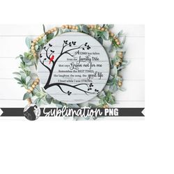 Round Sign Sublimation PNG, Memorial Sign PNG, Cardinal On Tree Branch, PNG for 12 or 24 Inch Hardboard Blank, Sublimati