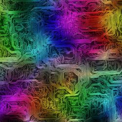 Rainbow Circuitry 42 Tileable Repeating Pattern
