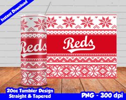 Reds Tumbler Design PNG, 20oz Skinny Tumbler Sublimation Template, Reds Tumbler Straight and Tapered Design,