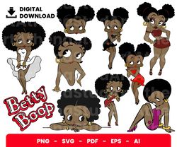 Bundle Layered Svg, Afro Betty Boop, Afro, Children Svg, Love Svg, Digital Download, Clipart, PNG, SVG, Cricut, Cut File