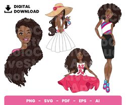 Bundle Layered Svg, Barbie Afro Svg, Afro, Children Svg, Love Svg, Digital Download, Clipart, PNG, SVG, Cricut, Cut File