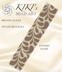 Peyote bracelet pattern Bronze leaves Peyote pattern design 3 drop peyote in PDF instant download DIY