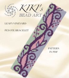 Peyote bracelet pattern Leafy vineyard Peyote pattern design 3 drop peyote in PDF instant download DIY