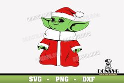 Grogu Santa Claus SVG Cut Files for Cricut Baby Yoda Christmas Costume PNG image Star Wars DXF file