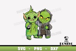 Baby Grinch and Baby Yoda svg Cutting File Grogu Halloween Costume SVG image for Cricut vinyl decal