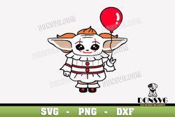 Baby Yoda Pennywise SVG Grogu Halloween Costume png clipart for T-Shirt Design It Movie Cricut files