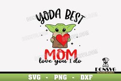 Yoda Best Mom Love You I Do SVG Grogu with Heart png clipart T-Shirt Design Mother's Day Cricut files