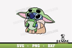 Sitch in Baby Yoda Costume SVG Disney Star Wars png clipart T-Shirt Design Grogu with Frog Cricut files