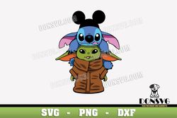 Baby Yoda and Disney Stitch SVG Cut Files for Cricut Mickey Mouse Ears PNG image Star Wars DXF file