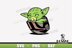 Baby Yoda in the Mandalorian Helmet svg files for Cricut Grogu with Pacifier PNG Sublimation The Child
