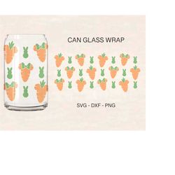 Easter Carrot Can Glass Wrap Svg, Carrot Wrap Svg, Mouse Ears Svg, 16oz Libbey Full Wrap, Can Glass Svg, File For Cricut