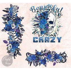 Bundle Beautiful Crazy Skull Png, Set Beautiful Crazy Skull Spine Sleeve Sublimation Design, Crazy Floral Skull Png,Spin