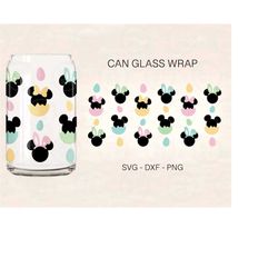 easter egg can glass svg, easter bunny ears wrap svg, mouse ears svg, 16oz libbey full wrap, can glass svg, file for cri