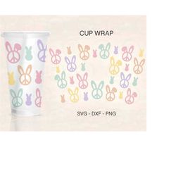 easter cup wrap svg, hippie bunny full wrap, hippie cup wrap, venti cold cup 24oz, coffee wrap, files for cricut, full w