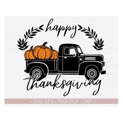 Happy Thanksgiving Svg Png, Fall Truck Svg, Autumn Svg Cut File for Cricut, Sublimation or Print, Vinly Decal Iron On Tr