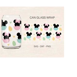 Easter Egg Can Glass Wrap Svg, Mouse Ears Svg, Easter Mouse Wrap Svg, 16oz Libbey Full Wrap, Can Glass Svg, File For Cri