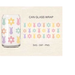 easter can glass wrap svg, bunny can glass wrap, cute can glass svg, 16oz libbey full wrap, can glass svg, file for cric