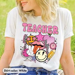 Retro Teacher Life Shirt, Teacher Appreciation Tee, Boho Teacher Shirt, Checkered Teacher Shirt, Gift For Teacher, Trend