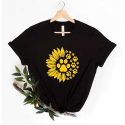 Sunflower Shirt, Dog Paw Shirt, Sunflower Tee, Flower Shirt, Floral Shirt, Flower Tee, Dog Mom Shirt, Animal Lover Shirt