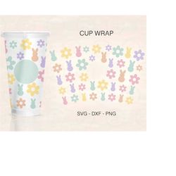 easter cup wrap svg, hippie bunny full wrap, hippie easter, venti cold cup 24oz, coffee wrap, files for cricut, full wra