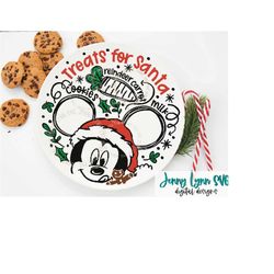 Treats for Santa SVG Plate DisneySVG Mickey Mouse Christmas SVG Silhouette Cricut Cut File Mouse Santa Cookies Plate Sub