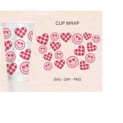 valentines day cup wrap svg, valentines day full wrap, valentines hearts svg, venti cold cup 24oz, coffee wrap, files fo