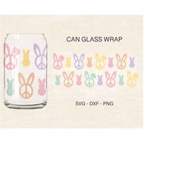Retro Easter Can Glass Wrap Svg, Bunny Can Glass Wrap, Hippie Easter, 16oz Libbey Full Wrap, Can Glass Svg, File For Cri