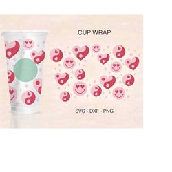 valentines day cup wrap svg, valentines full wrap, yin yang svg, venti cold cup 24oz, coffee wrap, files for cricut, val