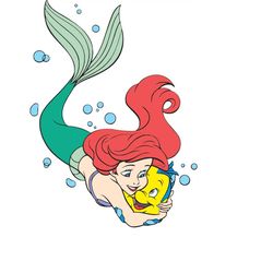 QualityPerfectionUS Digital Download - The Little Mermaid Ariel and Flounder - PNG, SVG File for Cricut, HTV, Instant Do