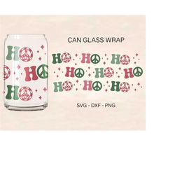 ho ho ho can glass svg, christmas glass wrap svg, candy can glass svg, xmas svg, 16oz libbey, can glass, files for cricu