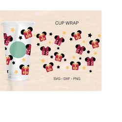 christmas tree cup wrap svg, christmas mouse full wrap, christmas gift svg, venti cold cup 24oz, coffee wrap, file for c