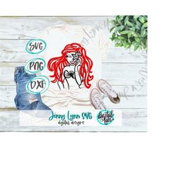 Little Mermaid Ariel SVG Ariel Cut File SVG DXF png Sketch Starfish Iron on Sublimation Ariel Cruise Red Hair  Cricut Di