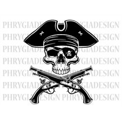 Pirate Skull Svg Png , Crossed Flintlock Pistols Svg , Pirate Svg , Pirate Vector , Skull Svg , Pirate Clipart , Pistols