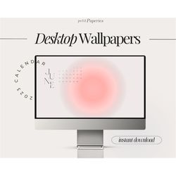 Desktop Wallpaper Calendars with 2023 monthly calendar SET OF 4 | Beige and Pink Aura Gradient aesthetic | Minimalist De