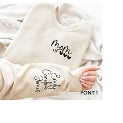 Mom Custom SVG PNG, Mother's Day Custom svg, I Wear My Heart on My Sleeve svg, Mom Shirt with Kids Names Sleeve svg, Mom