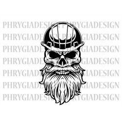 skull with hard hat svg png , construction svg , construction shirt , engineer svg , skull svg , digital download , inst