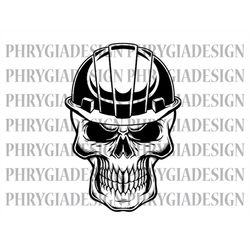 skull with hard hat svg png , construction svg , construction shirt , engineer svg , digital download , instant download
