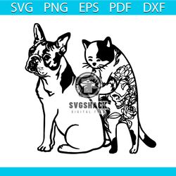 Dog And Cat Tattoo Svg, Trending Svg, Cat Tattoo Svg, Funny Cat Svg, Dog Svg