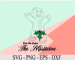 Kiss Me Under the Mistletoe Christmas, Gingerbread Man svg Mistletoe,Boxers, Boxer Shorts, Svg, Eps, Png, Dxf, Digital