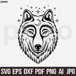 Wolf Svg, Howling Wolf Svg, Mountain Wolf Svg, Wolf Clipart, Wolf Vector, Moon Wolf Svg, Wolf Cricut Cutfile, Wolf Png,