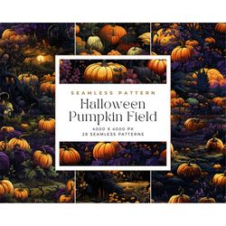 Halloween Pumpkin Field Backgrounds, Pumpkin Field Digital Paper, seamless backgrounds, Commercial Use, Digital paper