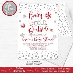 Instant Download Baby It's Cold Baby Shower Invitation, Winter Baby Shower Invite, It's Cold Outside Invitation, Winter