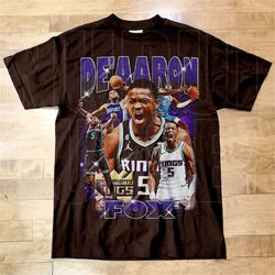 De'Aaron Fox T Shirt, Classic Vintage Bootleg T Shirt Sacramento Kings NBA rising All Star Sacramento Kings T shirt DE36